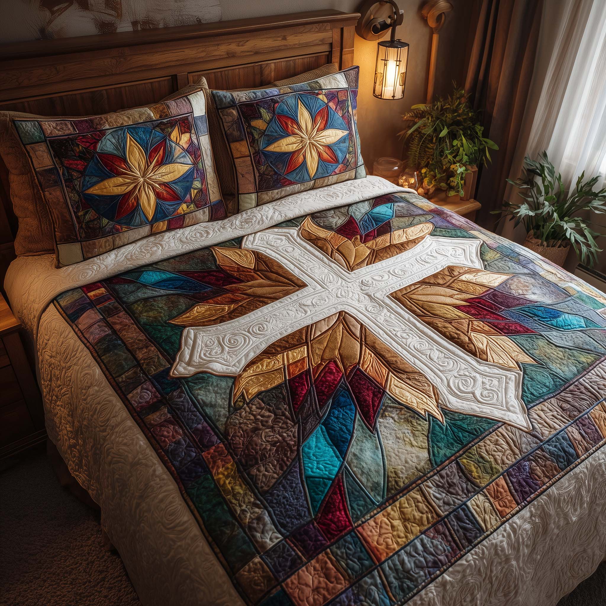 Cross Quilted Bedding Set Room Decoration Items Cross Gift For Special Occasions - Tradiviet