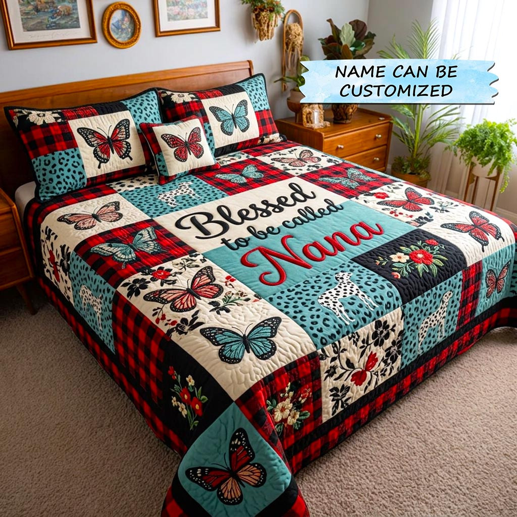 Custom Floral Love Quilted Bedding Set Butterfly Lover Bedspread Gifts For Him - Tradiviet