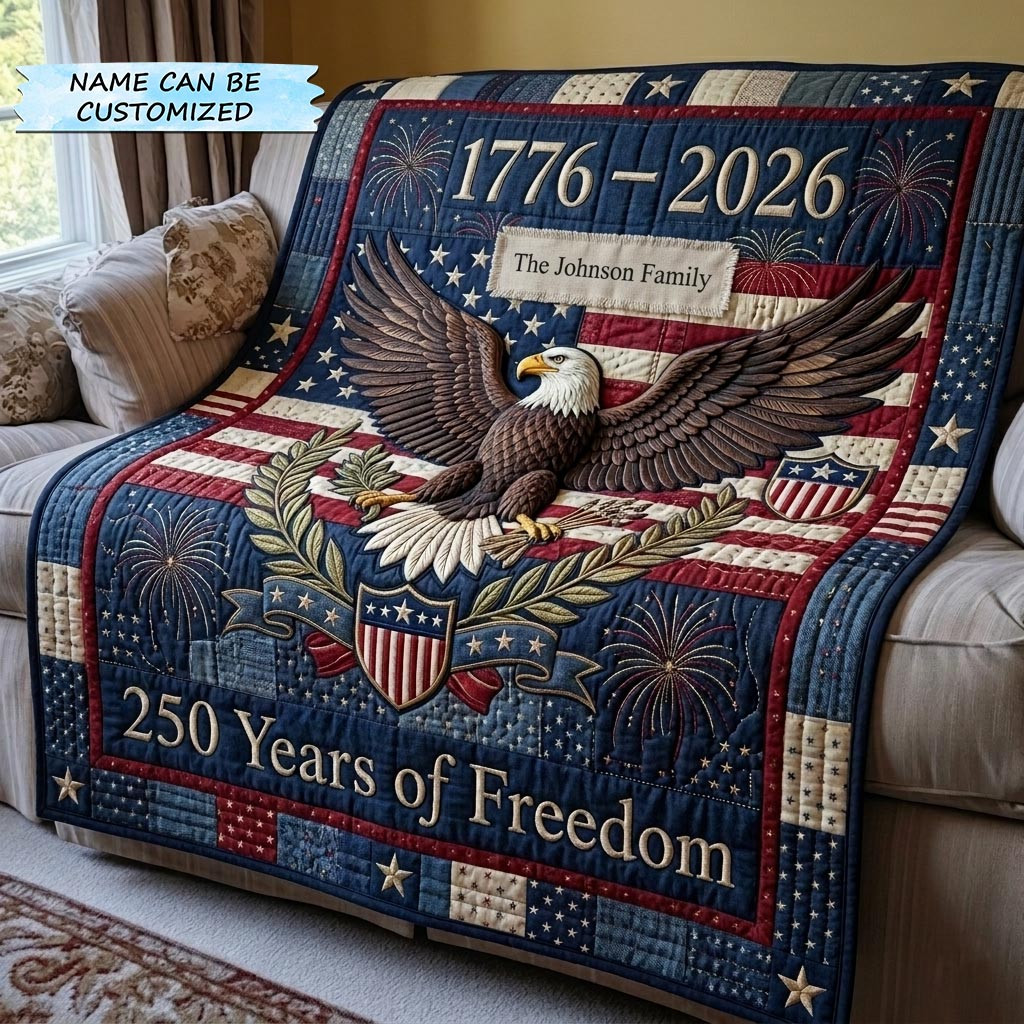 Custom Name 250th Anniversary Quilted Blanket 250 Years Of Freedom Quilt Patterns Gift For Nurses - Tradiviet