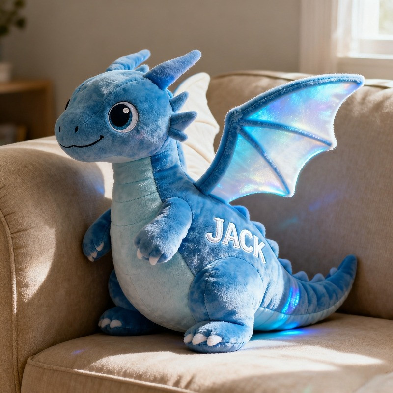 Custom Name Blue Dragon Pillow Dragon 3D Shaped Plushie Birthday Gift for Husband - Tradiviet