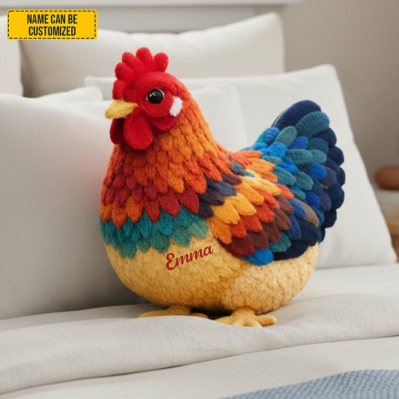 Custom Name Cozy Chicken Farmhouse Shaped Pillow Birthday Gift for Chicken Lovers - Tradiviet
