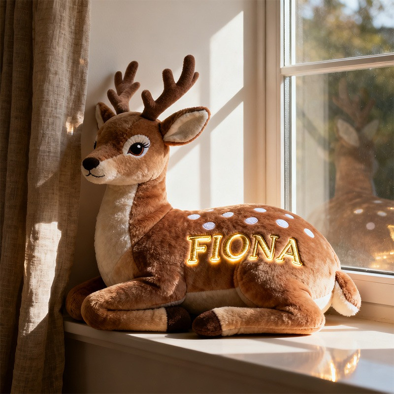 Custom Name Deer Pillow 3D Shape Plushie Print Best Gift for Deer Lovers - Tradiviet