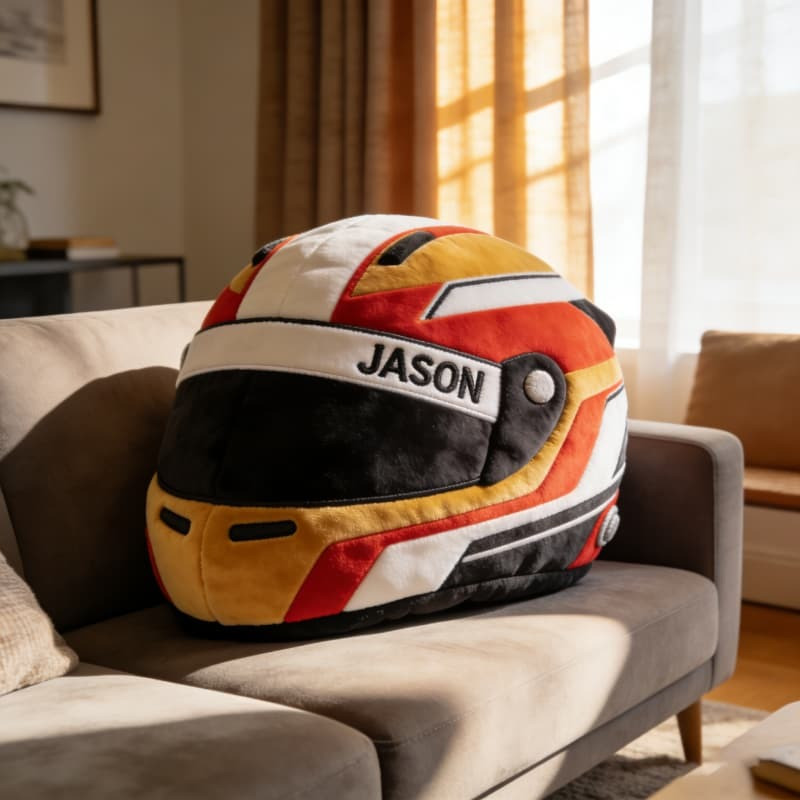 Custom Name Father's Day Racing Helmet Pillow 3D Print Gift for Racing Lovers - Tradiviet