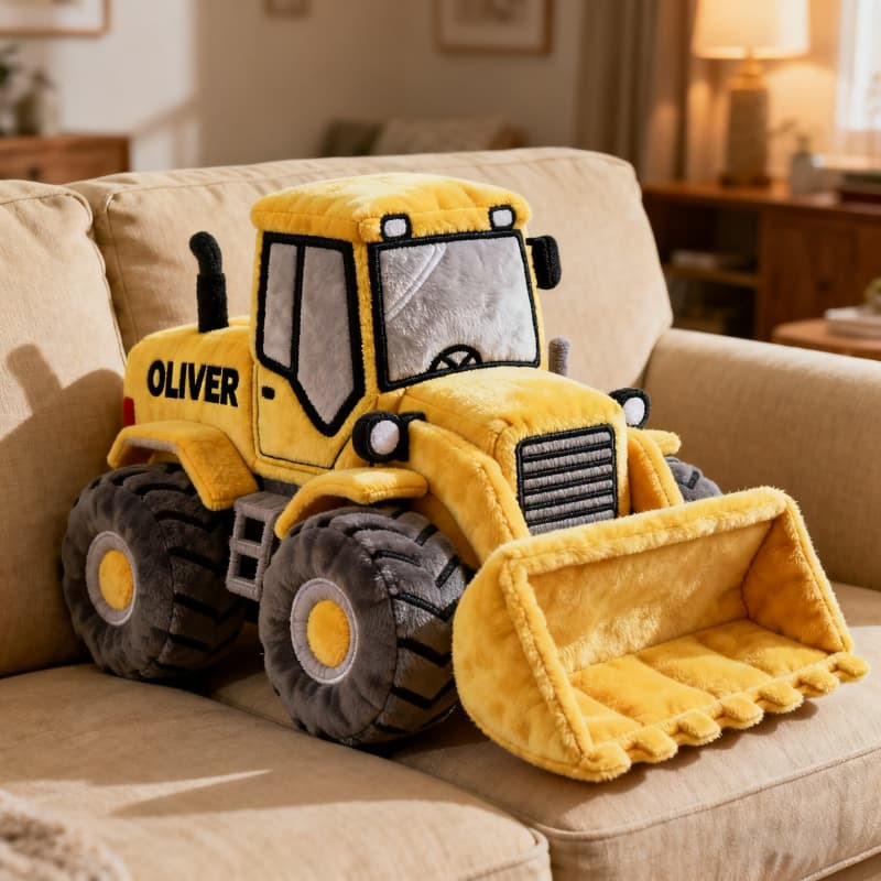 Custom Name Front Loader Machine Pillow 3D Shaped Plush Birthday Gift for Son - Tradiviet