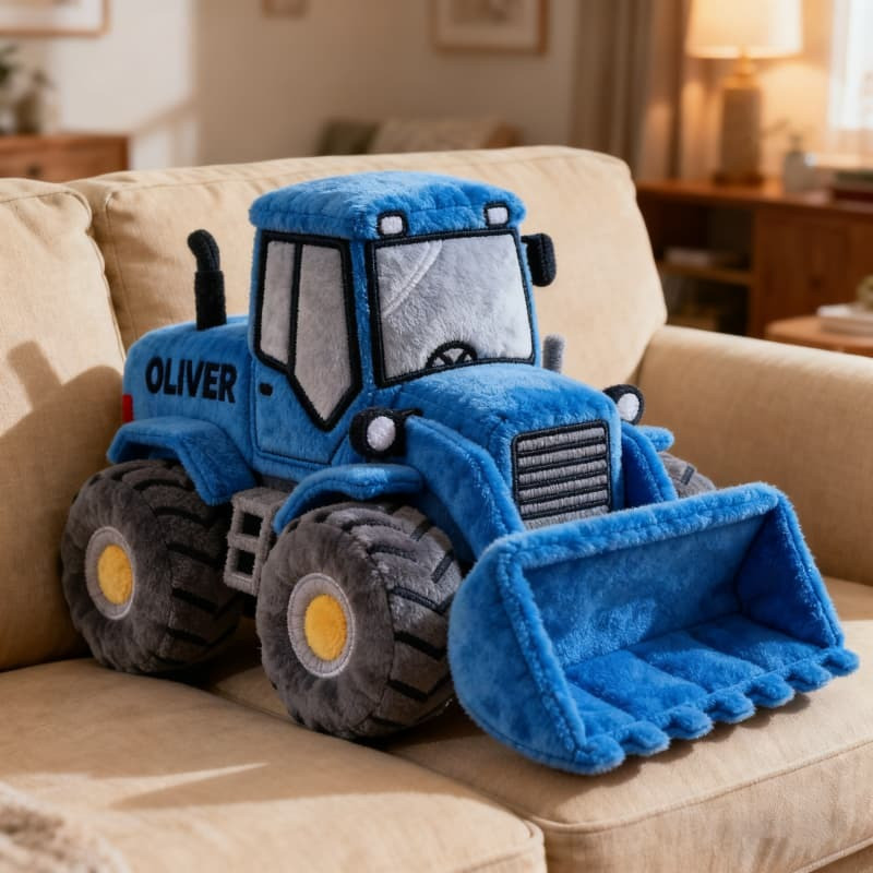 Custom Name Front Loader Machine Pillow Blue Funny Birthday Gift for Kids - Tradiviet