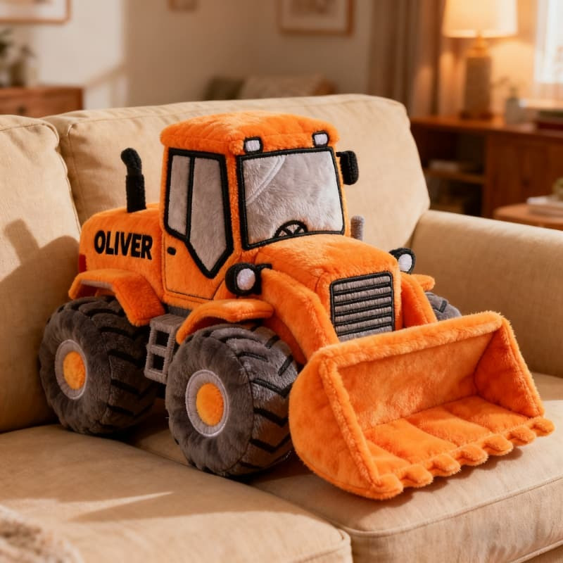 Custom Name Front Loader Machine Pillow Orange Cute Birthday Gift for Son - Tradiviet