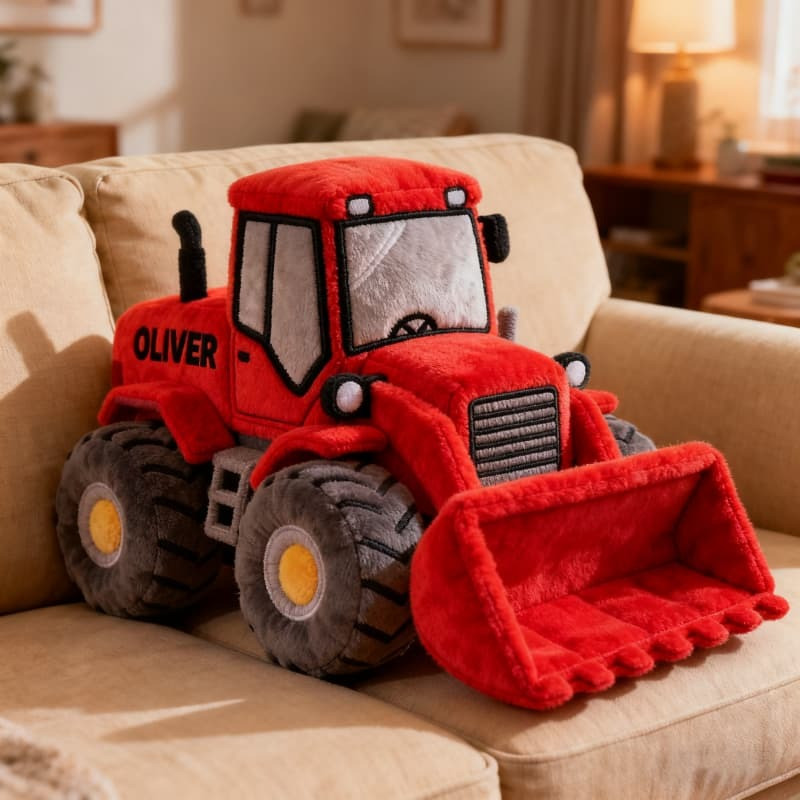 Custom Name Front Loader Machine Pillow Red Cute Birthday Gift for Son - Tradiviet