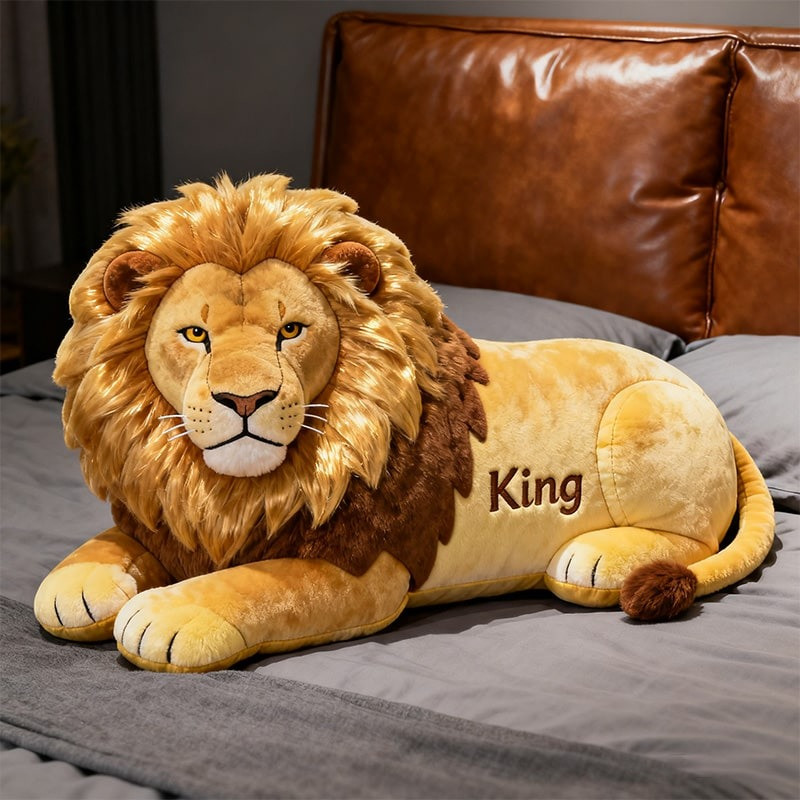 Custom Name Lion King Pillow Lion 3D Shape Plushie Father's Day Gift Ideas - Tradiviet