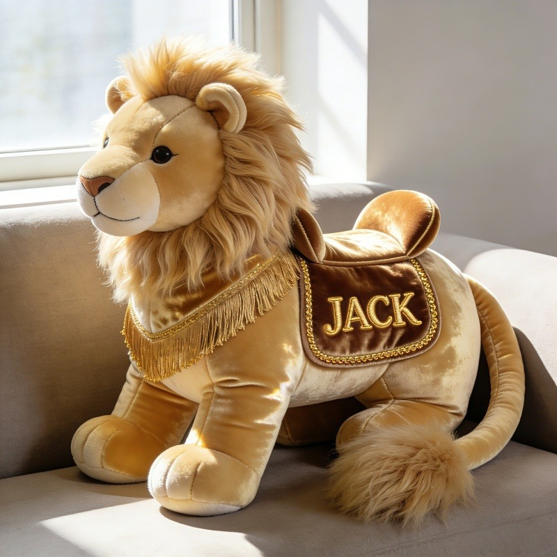 Custom Name Lion Pillow 3D Lion Shaped Plushie Birthday Gift for Son - Tradiviet