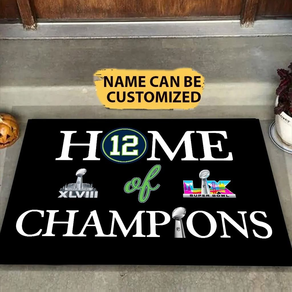 Custom Name Seahawks Champions 2026 Door Mat Home Decor Hawks Pride Gift - Tradiviet