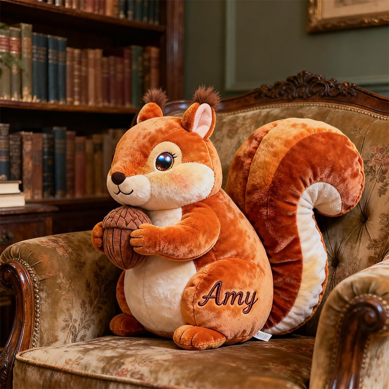 Custom Name Squirrel Pillow Squirrel 3D Shape Plushie Best Gift for Bestie - Tradiviet