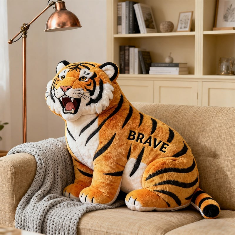 Custom Name Tiger Themed Companion Pillow 3D Shape Gift for Tiger Lovers - Tradiviet