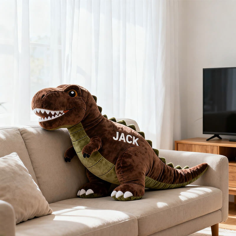 Custom Name Tyrannosaurus Rex Alien Pillow 3D Shape Gift for Dinosaur Lovers - Tradiviet