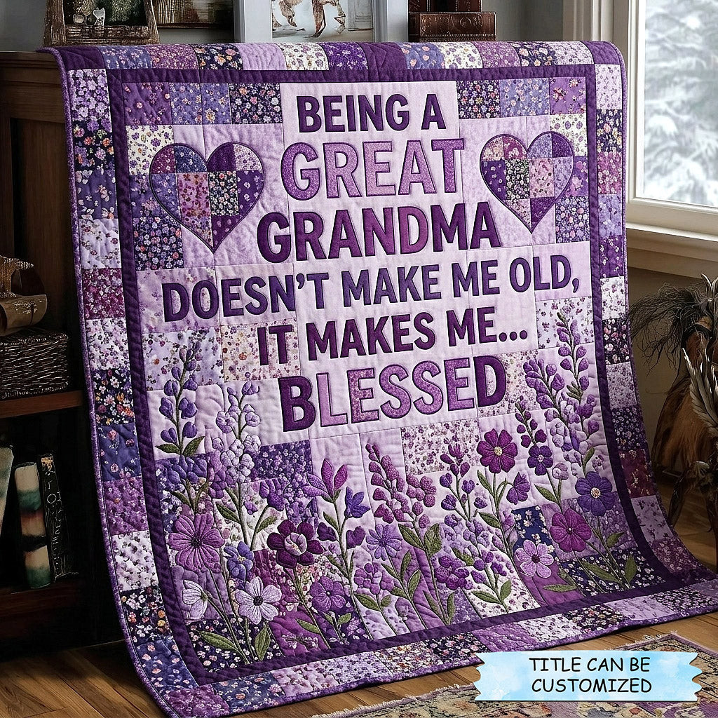 Customized Flowers Quilt Blanket Grandma Is Blessed Meadow Quilt Gift For Mom - Tradiviet