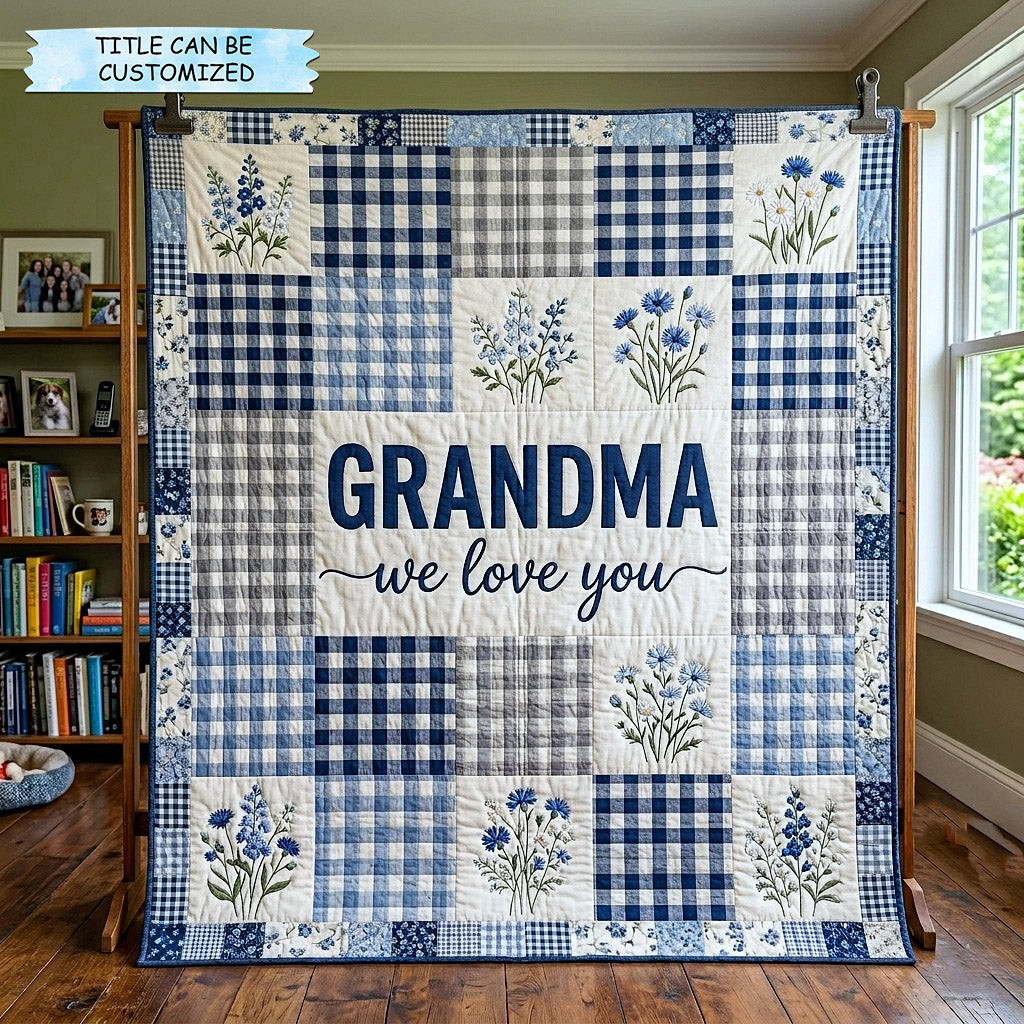 Customized Flowers Quilt Blanket Grandma We Love You Throw Gift For Best Grandpa - Tradiviet