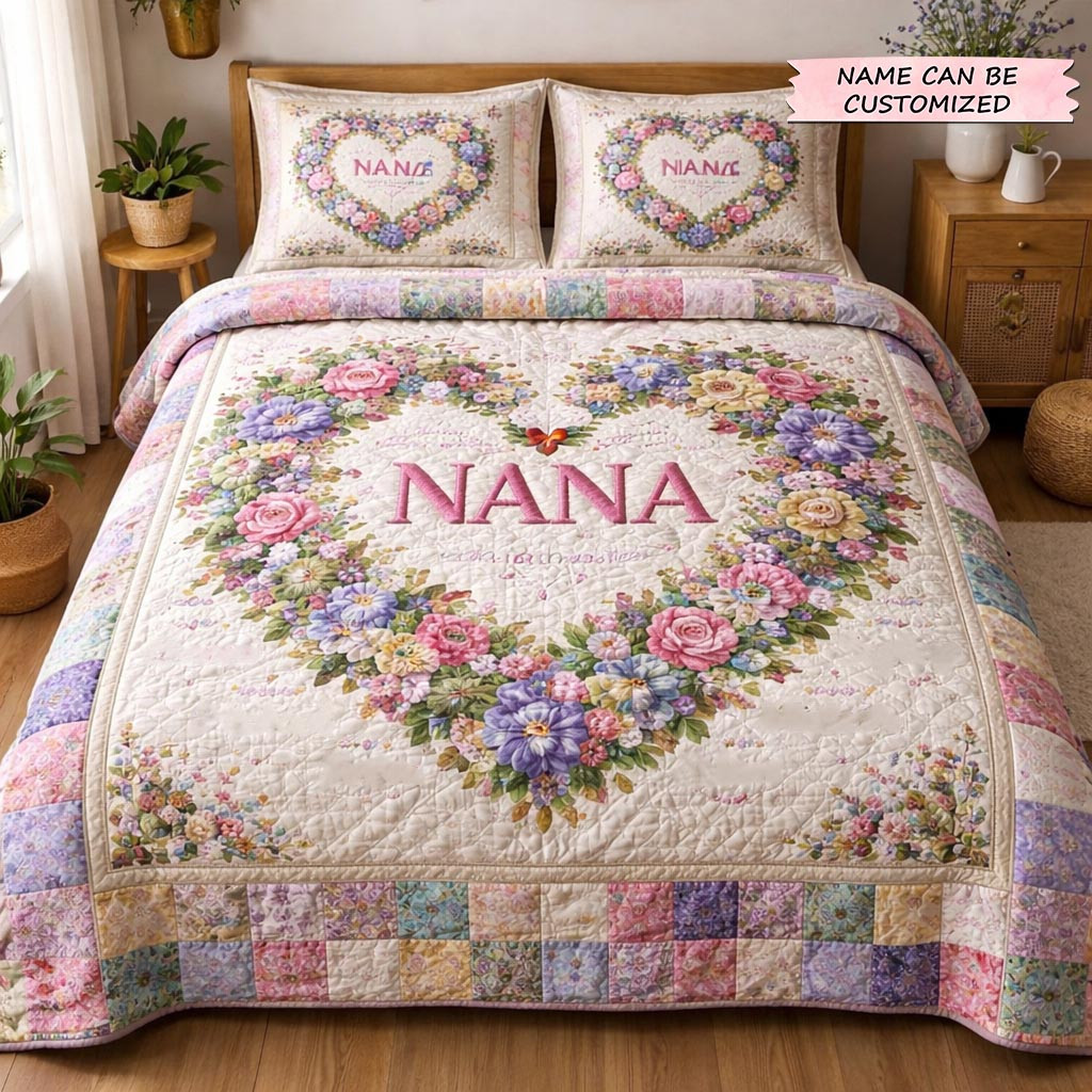 Customized Mom Bloom Quilted Bedding Set Vibrant Spring Bloom Home Decor Gift for Mom - Tradiviet