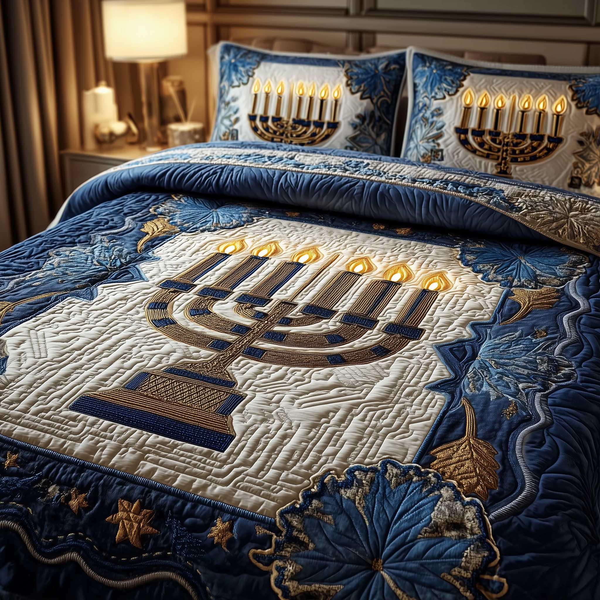 David Emblem Quilted Bedding Set Bedroom Decorations Presents For Sister - Tradiviet