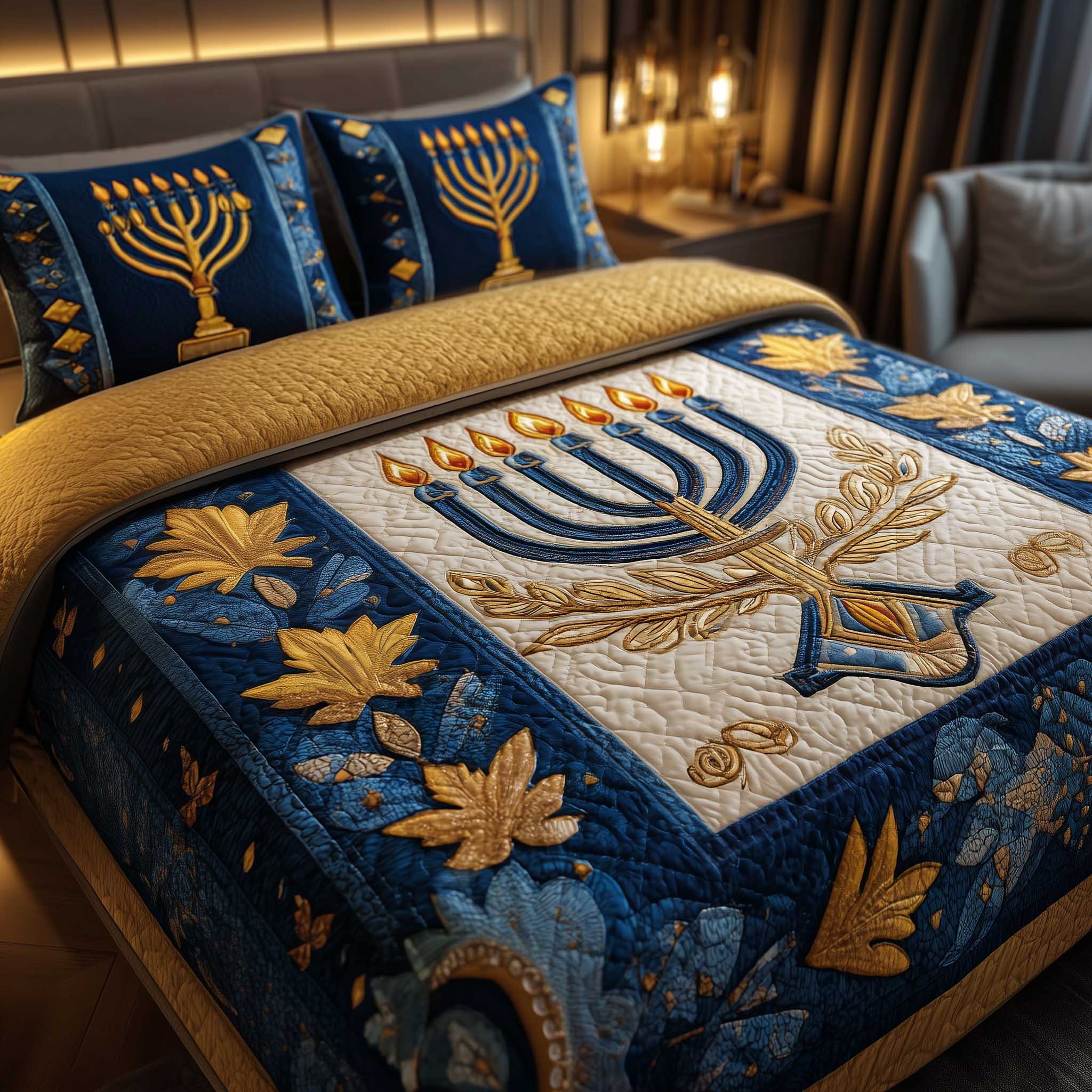 David Emblem Quilted Bedding Set Holiday Home Decor Good Mothers Day Gifts - Tradiviet