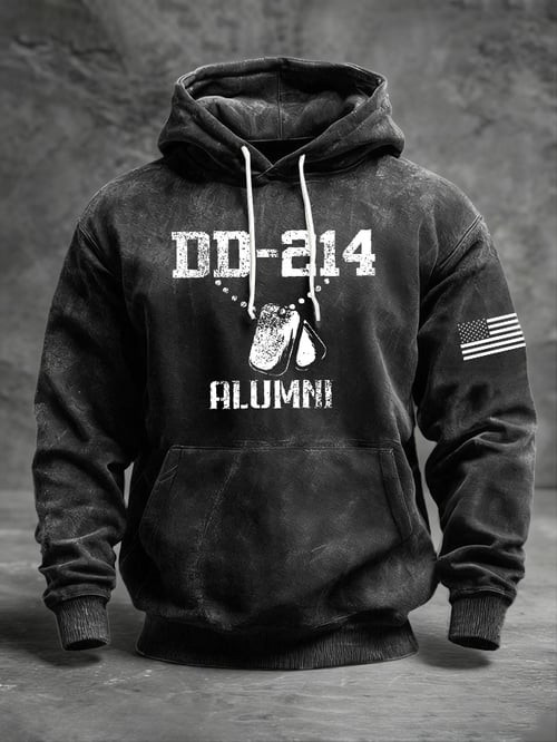 DD-214 Alumni Hoodie USA Flag Independence Day Pullover Gifts For 4Th Of July - Tradiviet