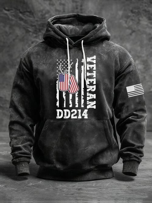 DD-214 Veteran Hoodie Patriotic American Flag Pullover Gifts For Veterans - Tradiviet