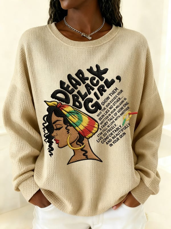 Dear Black Girl Waffle Sweatshirt Melanin Pride Empowerment Crewneck Gift For Her - Tradiviet