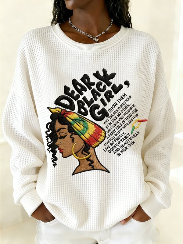 Dear Black Girl Waffle Sweatshirt Melanin Pride Empowerment Crewneck Gift For Her - Tradiviet - Image 2