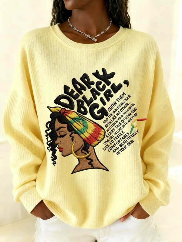 Dear Black Girl Waffle Sweatshirt Melanin Pride Empowerment Crewneck Gift For Her - Tradiviet - Image 6