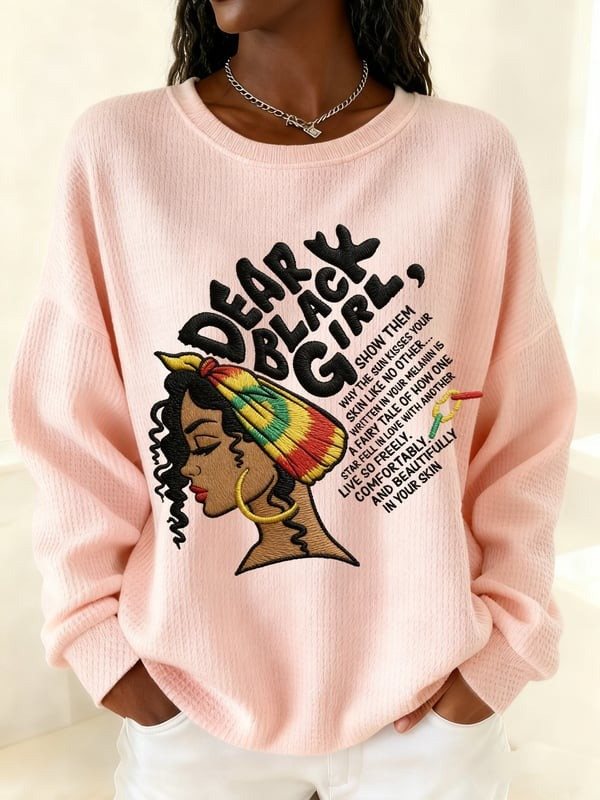 Dear Black Girl Waffle Sweatshirt Melanin Pride Empowerment Crewneck Gift For Her - Tradiviet - Image 3