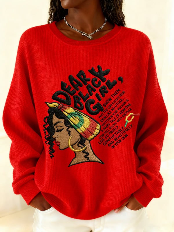 Dear Black Girl Waffle Sweatshirt Melanin Pride Empowerment Crewneck Gift For Her - Tradiviet - Image 4