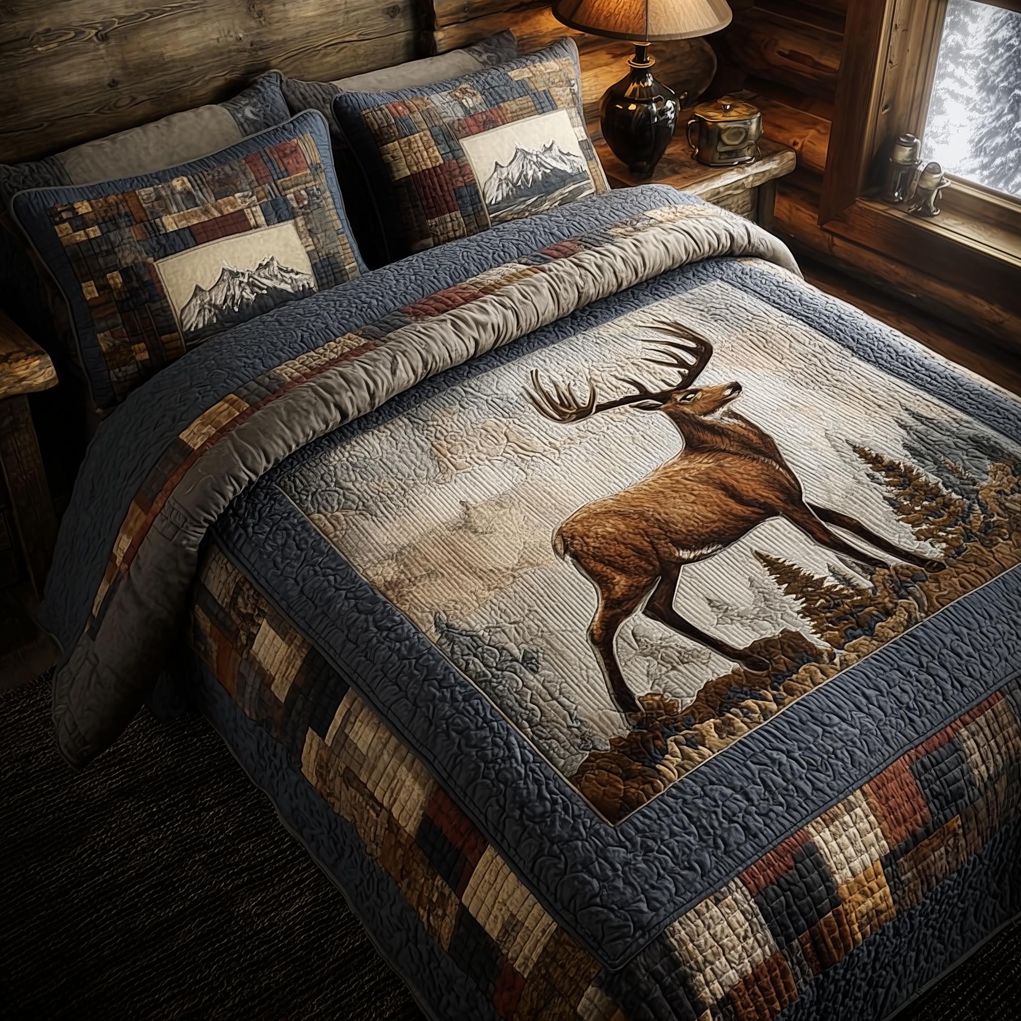 Deer Quilted Bedding Set Autumn Inspired Bedroom Good Gifts For Deer Hunters - Tradiviet