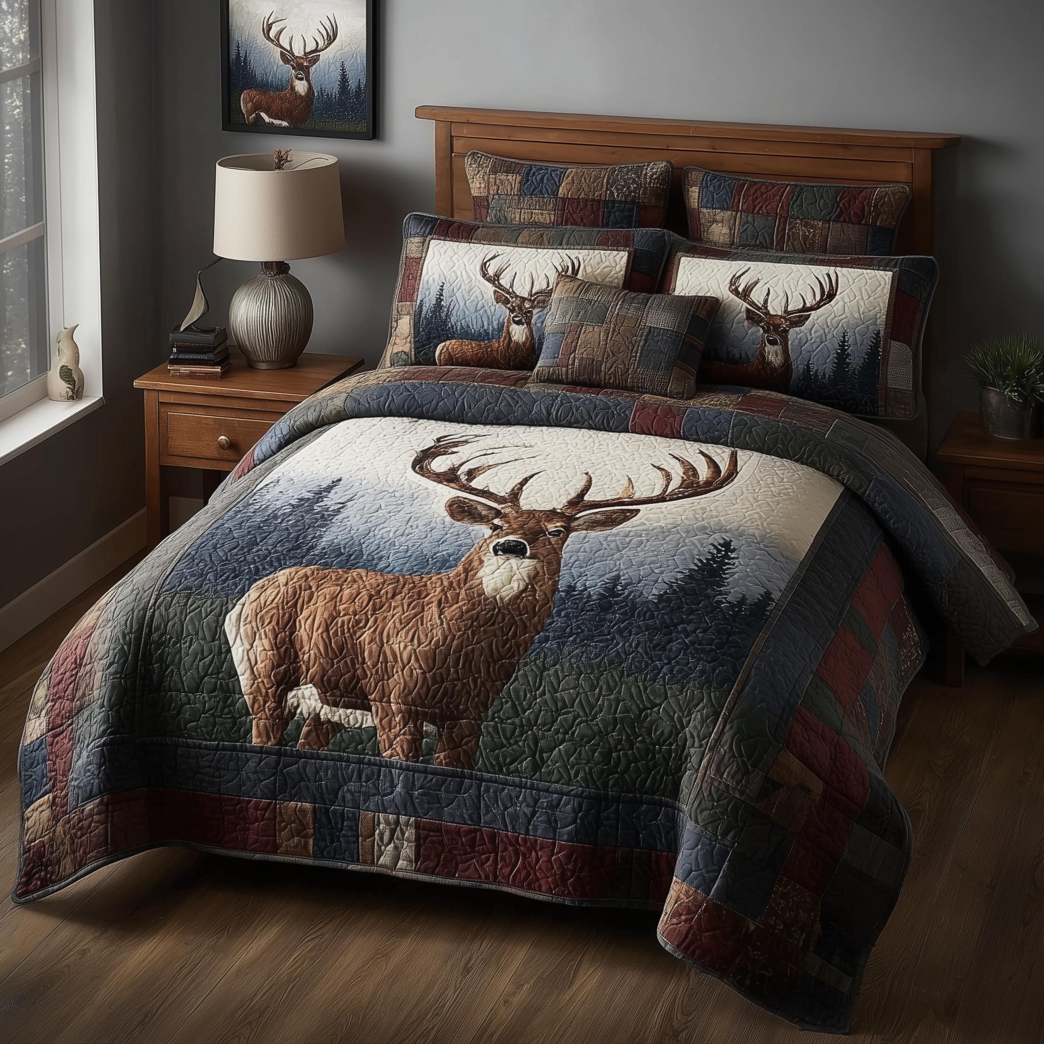 Deer Quilted Bedding Set Holiday Home Decor Ideas Holiday Gifts For A Deer Hunter - Tradiviet