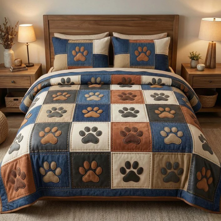 Denim Paws 3-Price Quilted Bedding Set Decorative Festive Easter Easter Presents For Family - Tradiviet