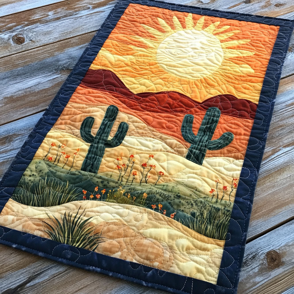 Desert Cactus Quilted Table Runner Floral Runner Retirement Gifts For Women