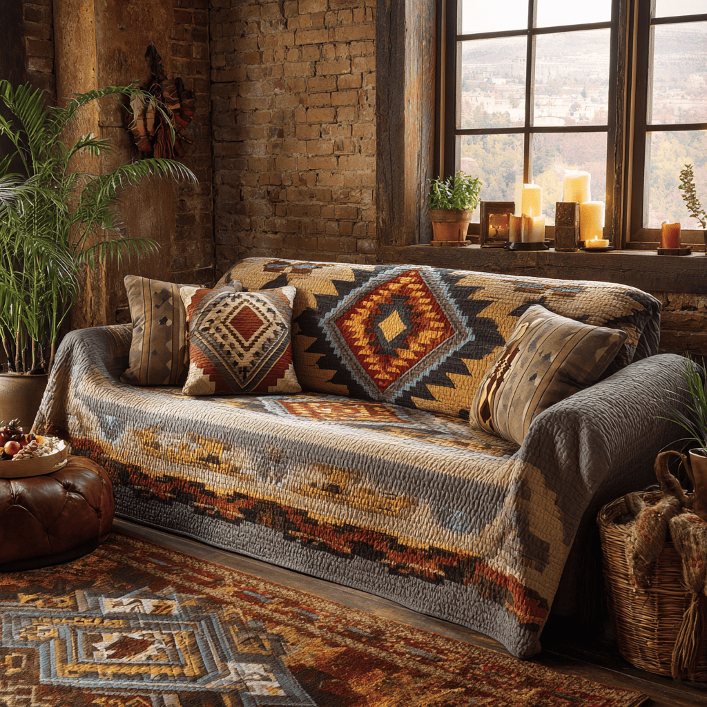 Desert Flame Quilted Sofa Cover Sofa Cover Set Meaningful Housewarming Gift