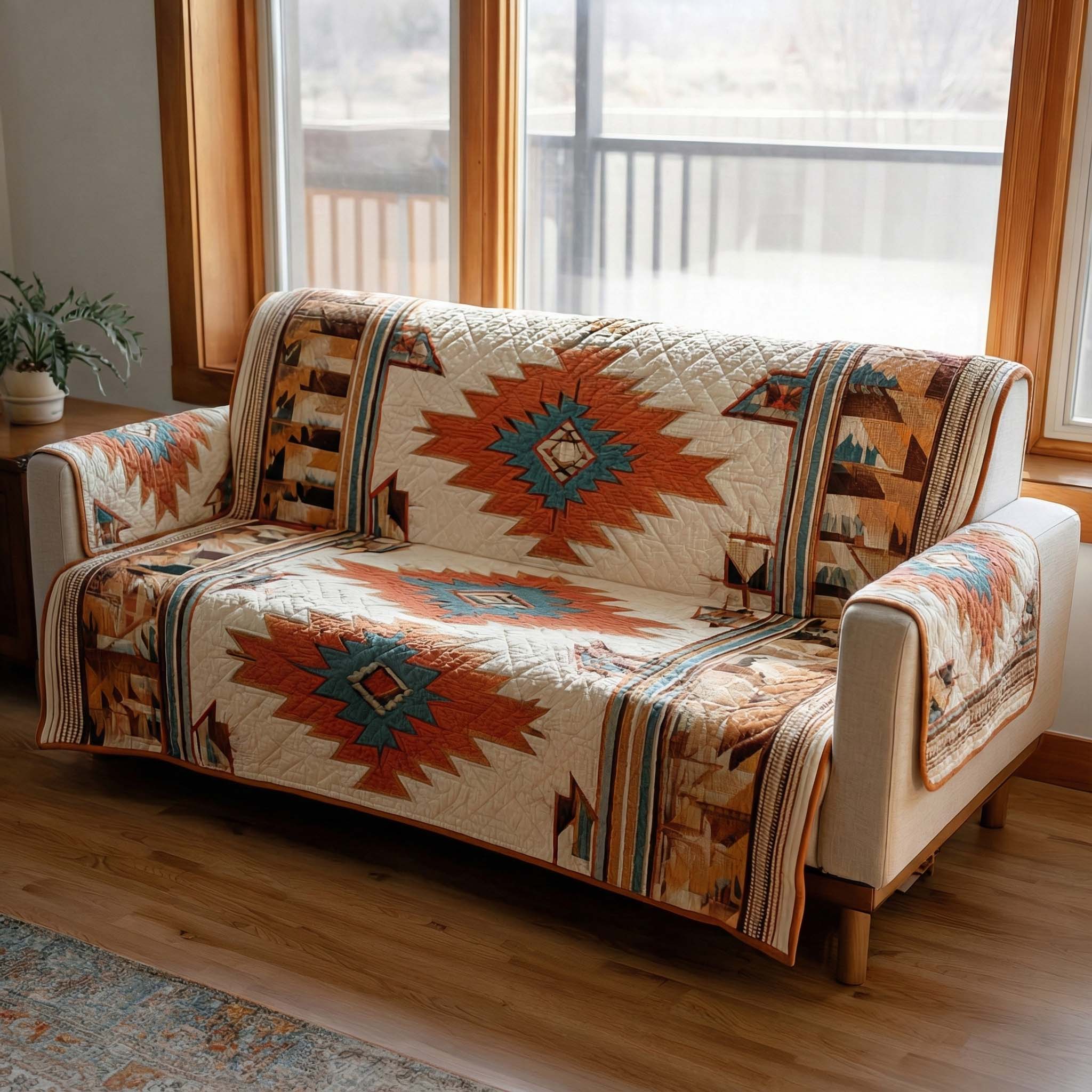 Desert Sunrise Pattern Quilted Sofa Cover Desert Sunrise Sofa Decor
