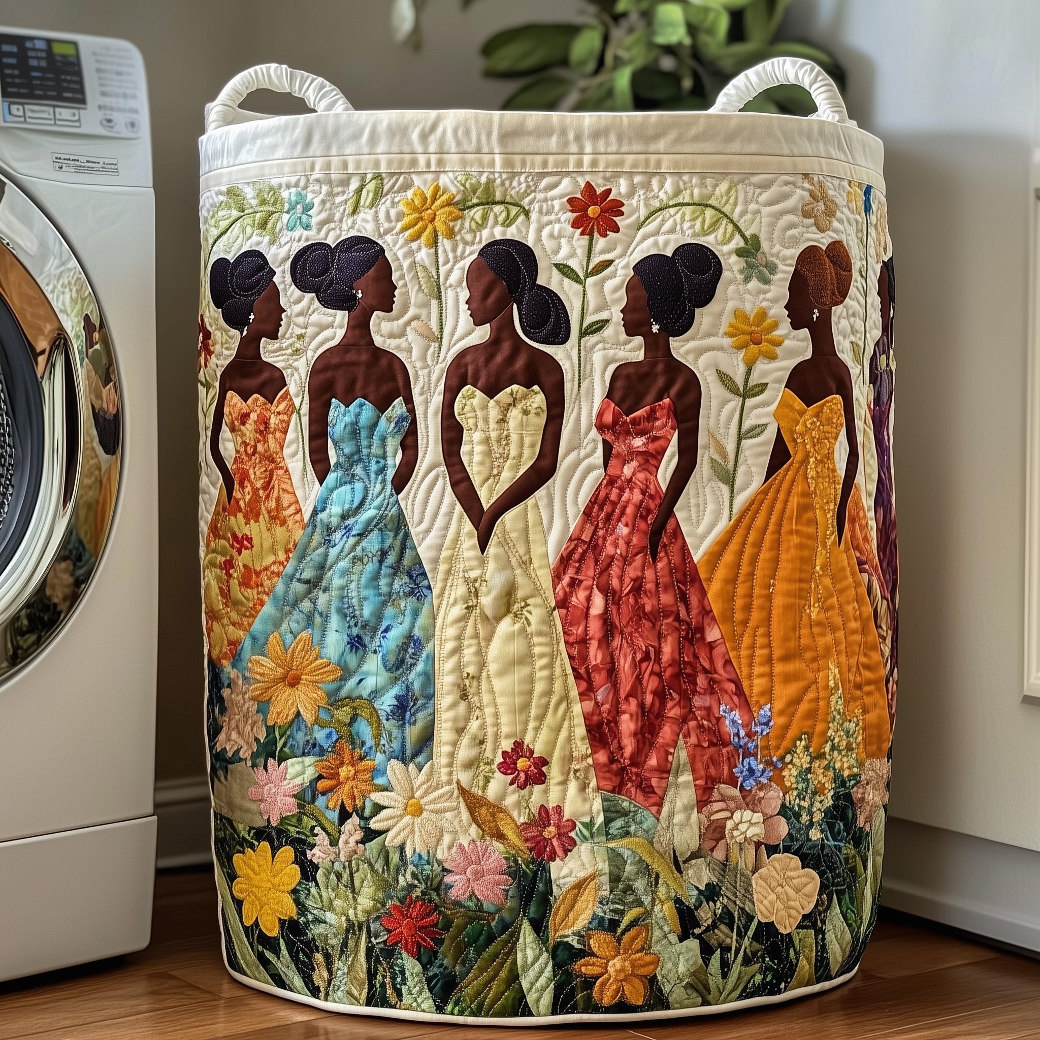 Divine Beauty Quilted Laundry Basket Aesthetic Storage Baskets Gift For Grandma - Tradiviet