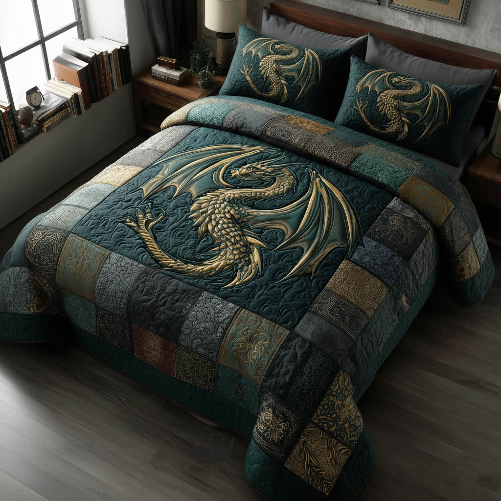 Dragon Quilted Bedding Set Holiday Decorations Dragon Gifts For Her - Tradiviet