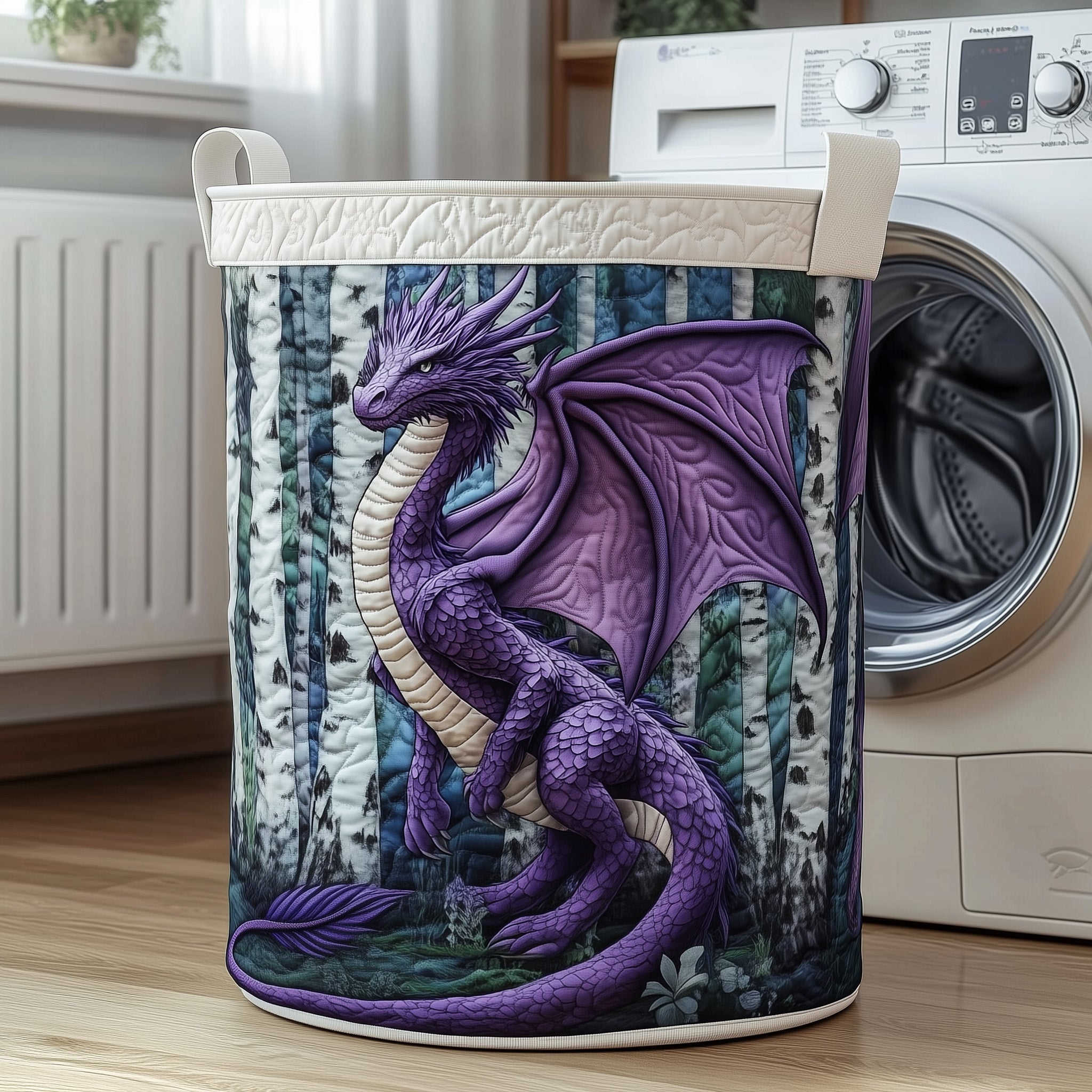 Dragon Quilted Laundry Basket Washroom Decor Basket Mothers Day Present Ideas - Tradiviet