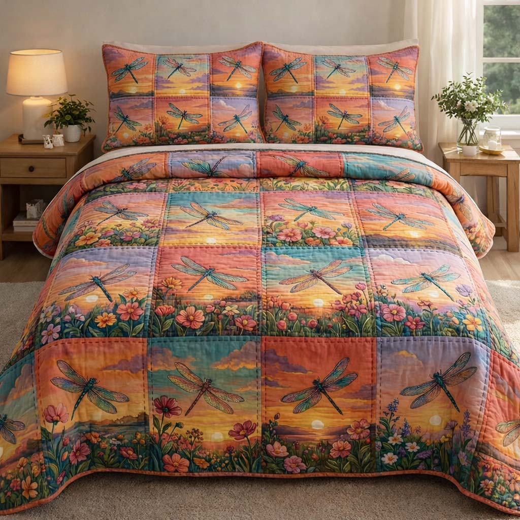 Dragonfly Quilted Bedding Set Bedroom Decorations Inside Gift Ideas For Her - Tradiviet