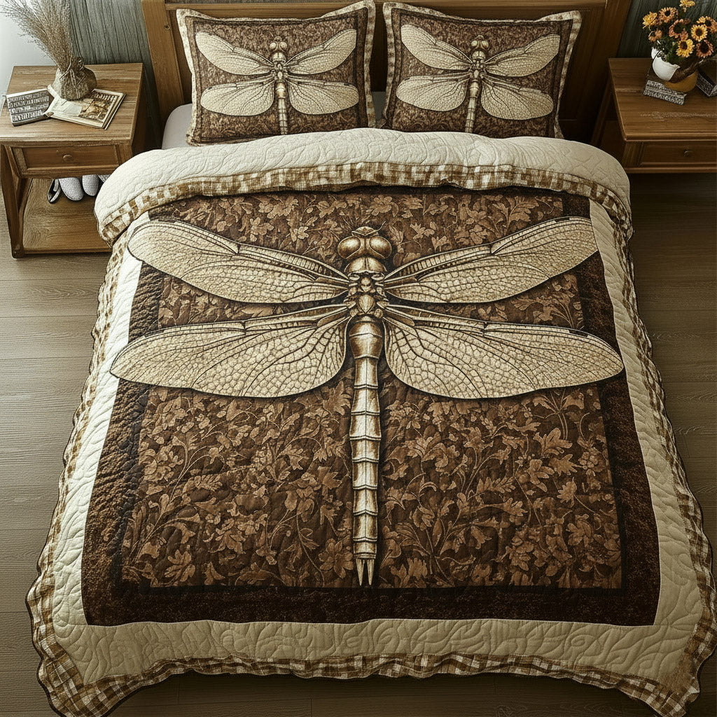 Dragonfly Quilted Bedding Set Holiday Home Decor Gift For Dragon Lover - Tradiviet