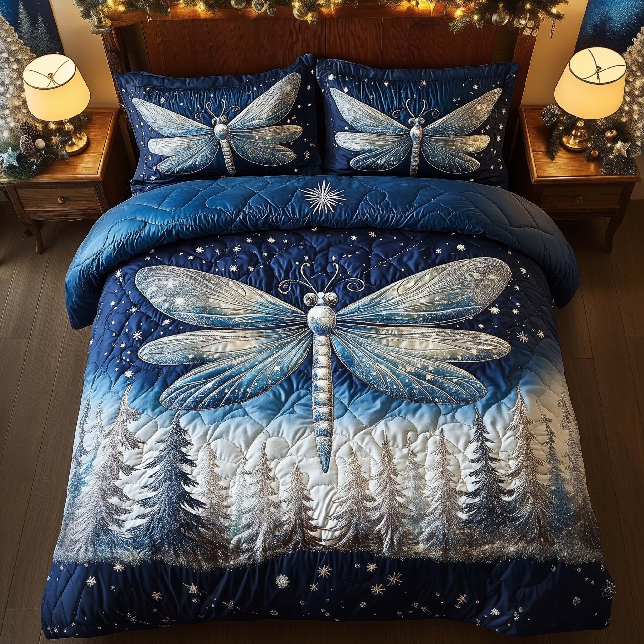 Dragonfly Quilted Bedding Set Holiday House Decorations Best Gift For Dragon Lovers - Tradiviet
