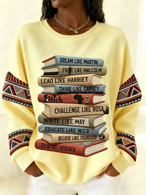 Dream Like Martin Fight Like Malcolm Waffle Sweatshirt Black History Month Book Gift For Her - Tradiviet - Image 6