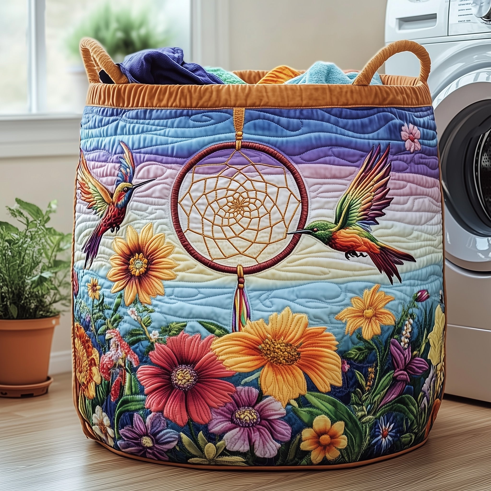 Dreamcatcher Serenity Quilted Laundry Basket Cool Laundry Hamper Father's Day Gifts - Tradiviet