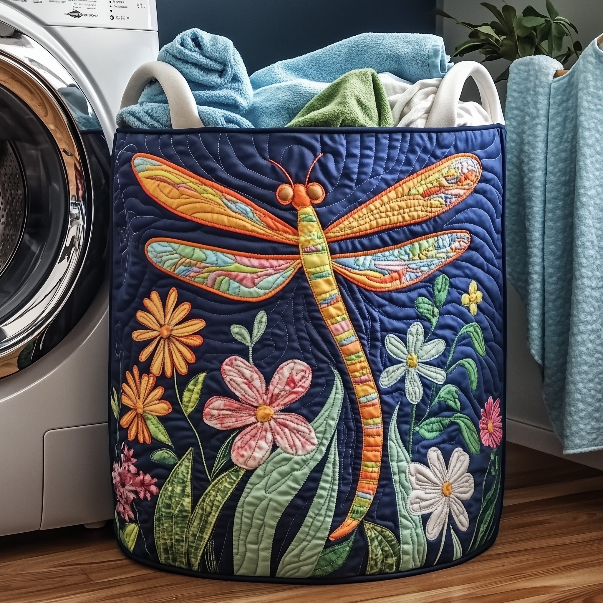 Dreamy Dragonfly Quilted Laundry Basket Cute Baskets Happy Fathers Day - Tradiviet