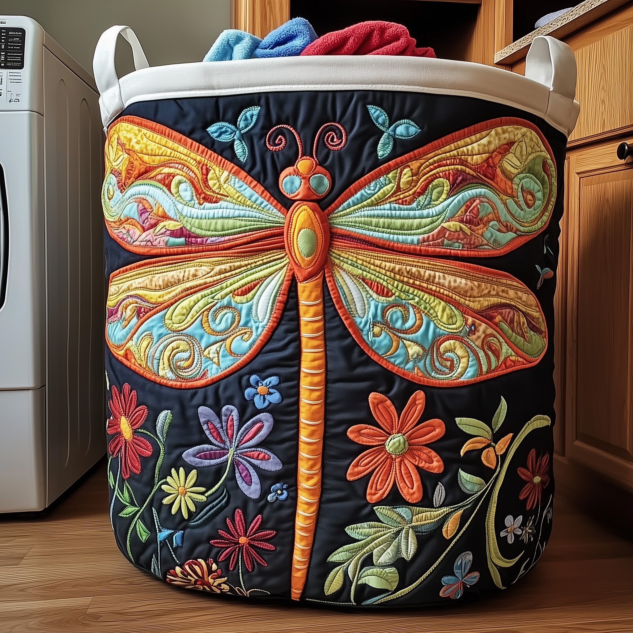 Dreamy Dragonfly Quilted Laundry Basket Washroom Decor Baskets Best Mothers Day Gifts - Tradiviet
