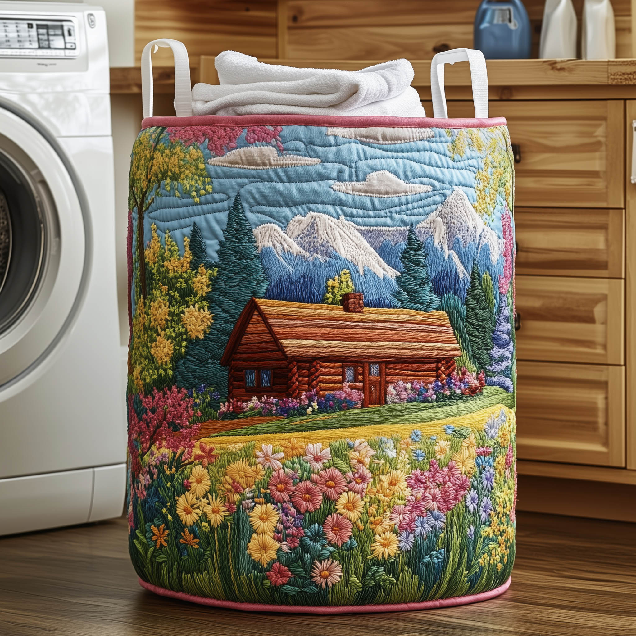 Dreamy Meadow Quilted Laundry Basket Funny Baskets Gifts For Sister In Law - Tradiviet