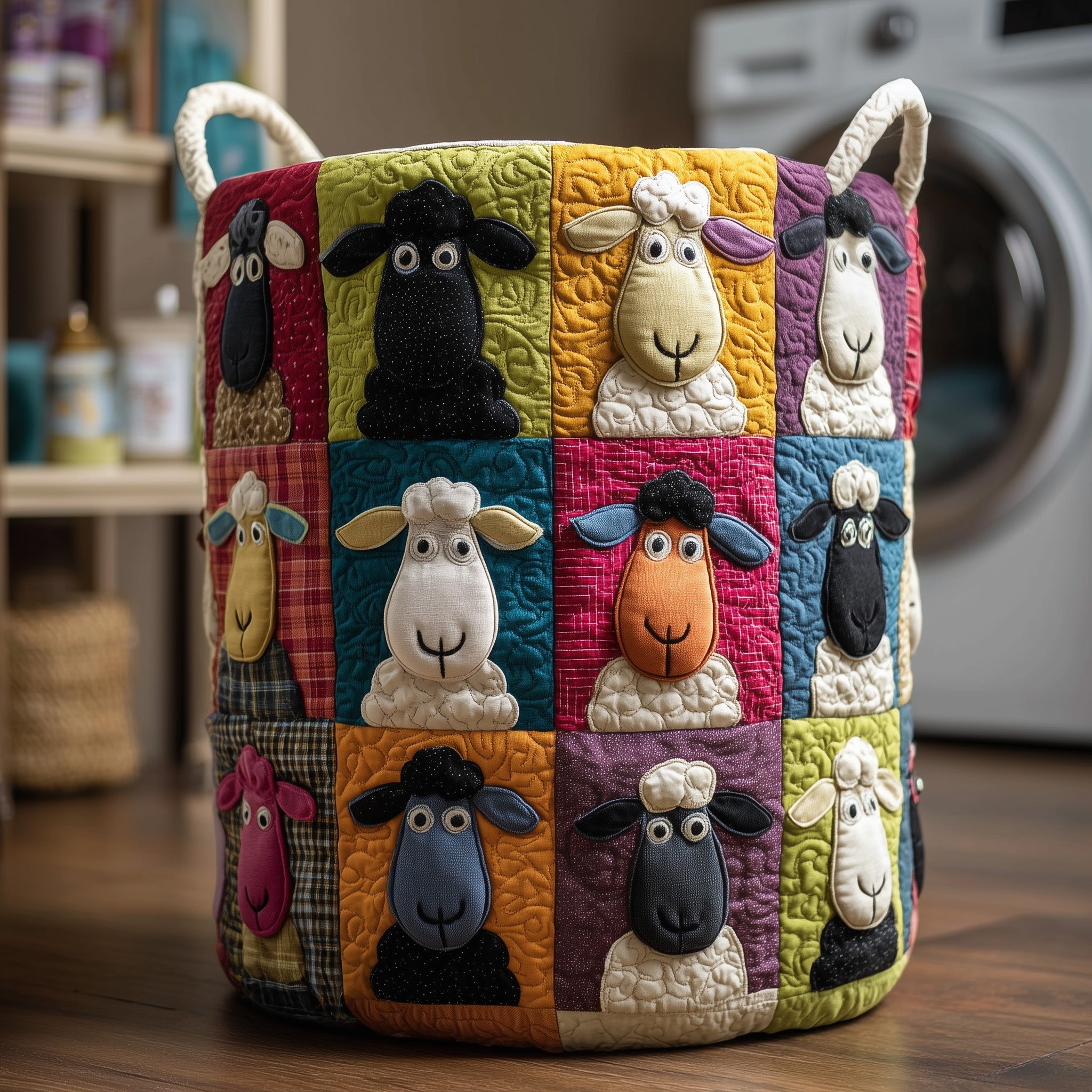 Dreamy Sheep Quilted Laundry Basket Washroom Decor Baskets Father's Day Ideas - Tradiviet