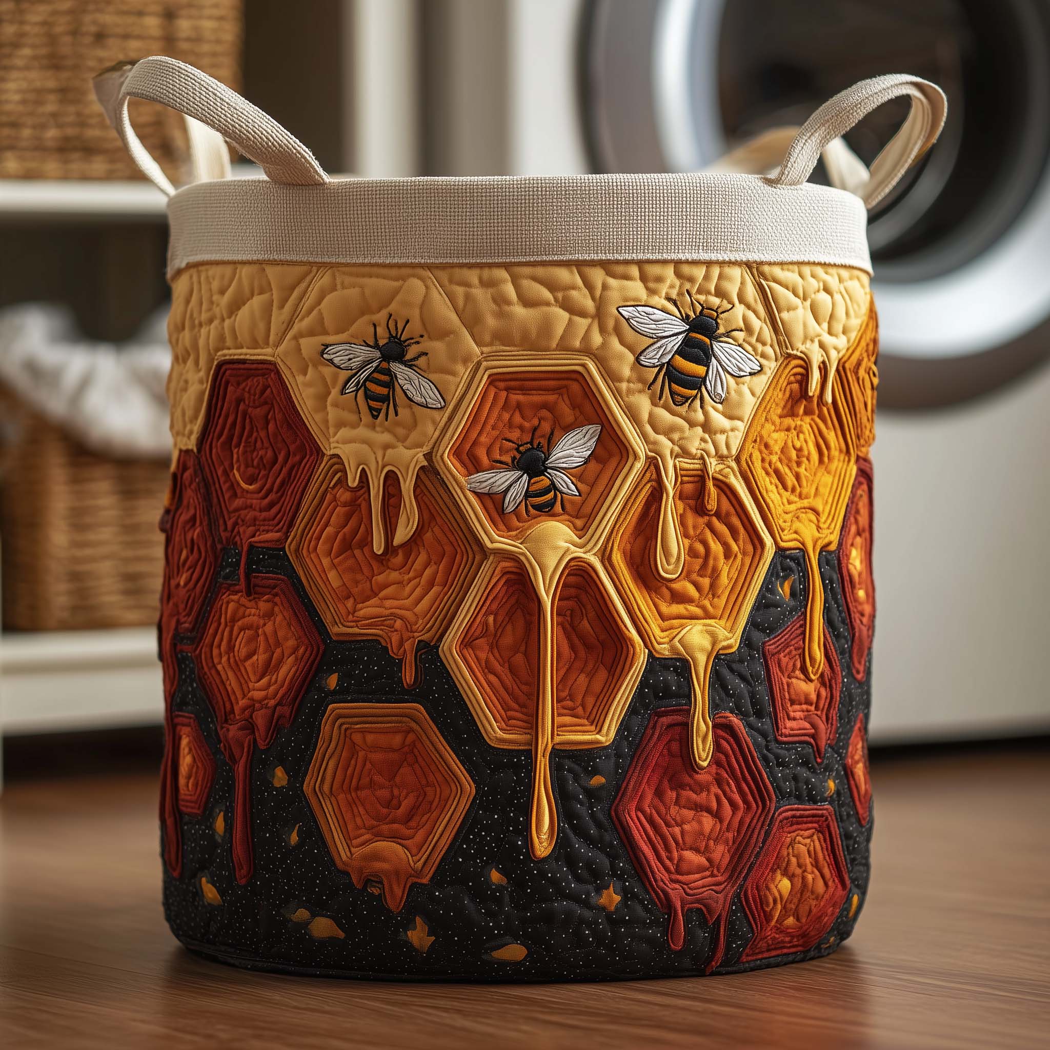 Dripping Honey Quilted Laundry Basket Best Laundry Hamper Gift Ideas For Sister - Tradiviet