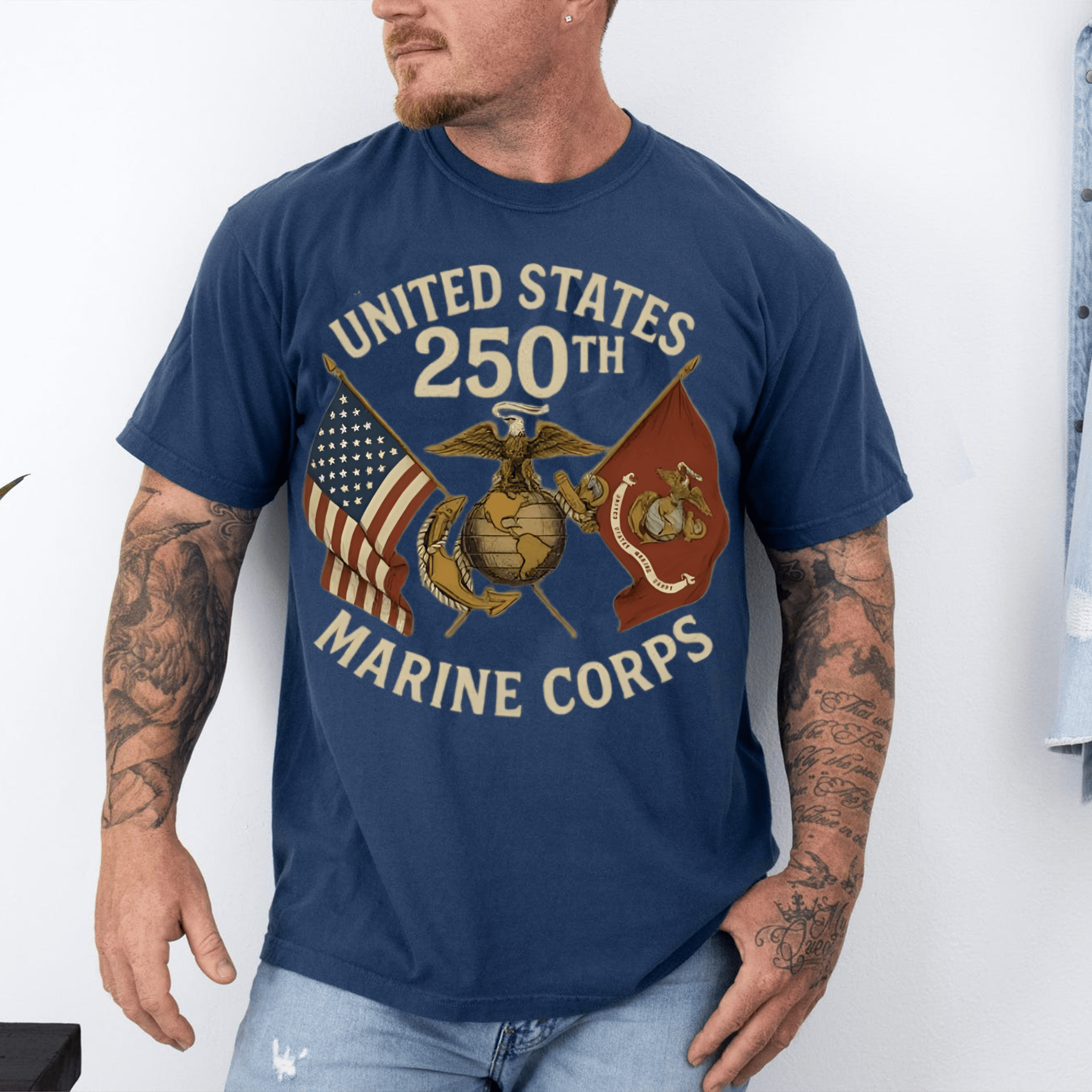 Eagle US Marine Corps 250th Anniversary T-shirt Top Patriotic Gifts For Veteran - Tradiviet - Image 4