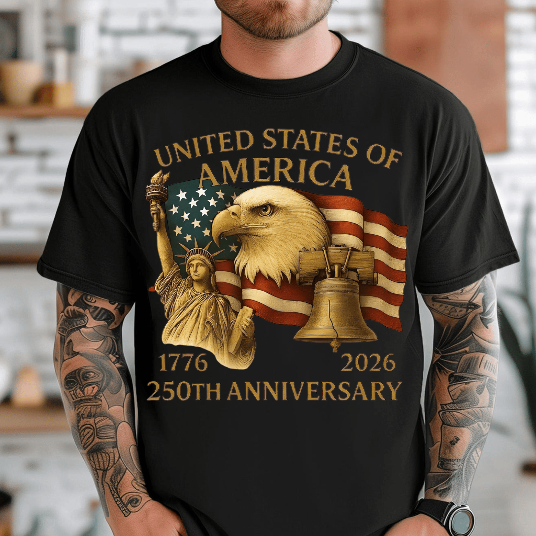 Eagle US Of America 250th Anniversary T-shirt 1776 2026 Clothing Gifts For Veteran Dad - Tradiviet